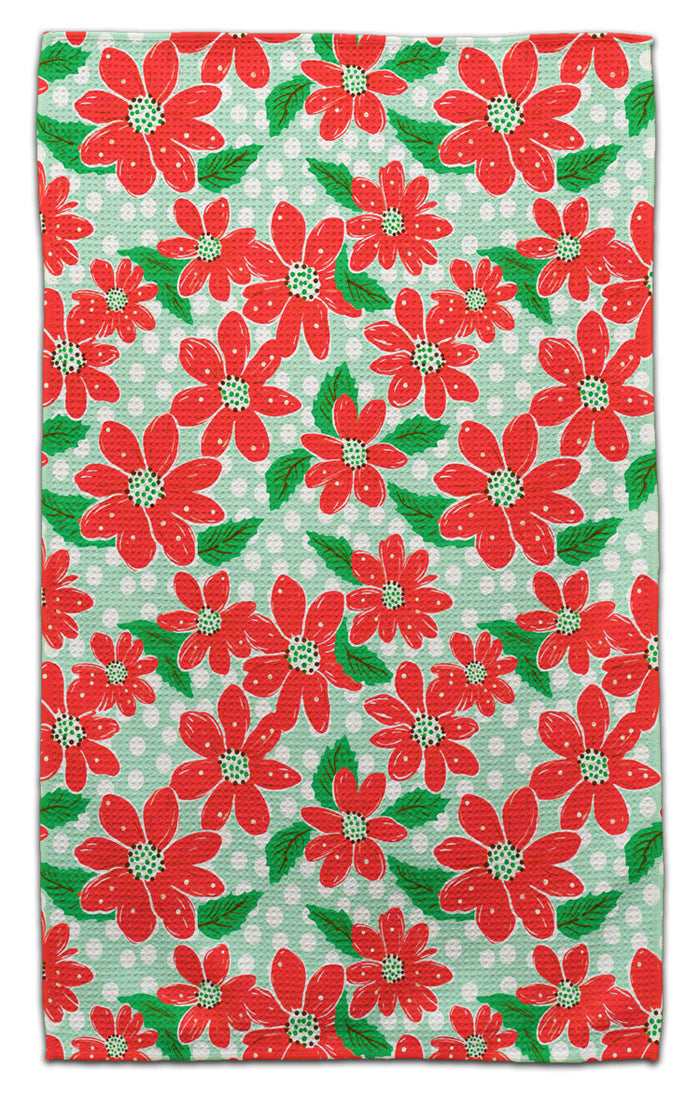 Poinsettia Green Background Eco-Friendly Towel