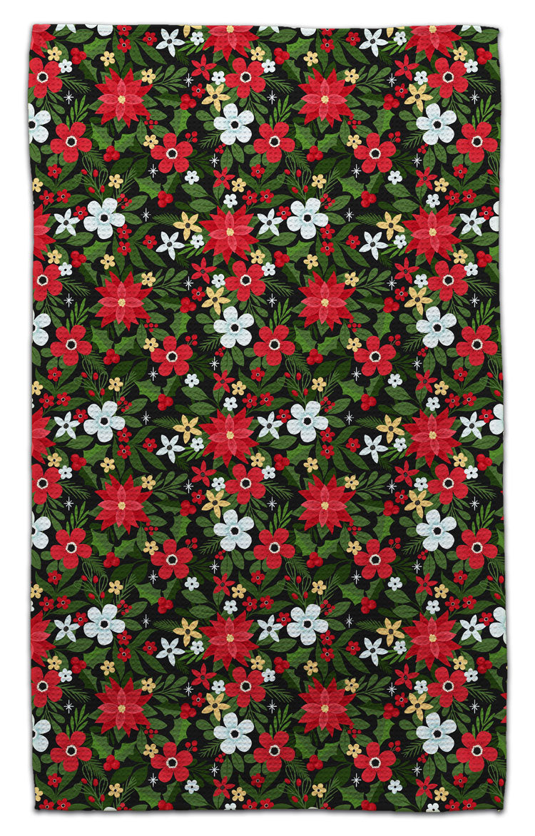 Pointsettia w/light blue flower Eco-Friendly Towel