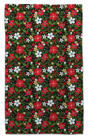 Pointsettia w/light blue flower Eco-Friendly Towel