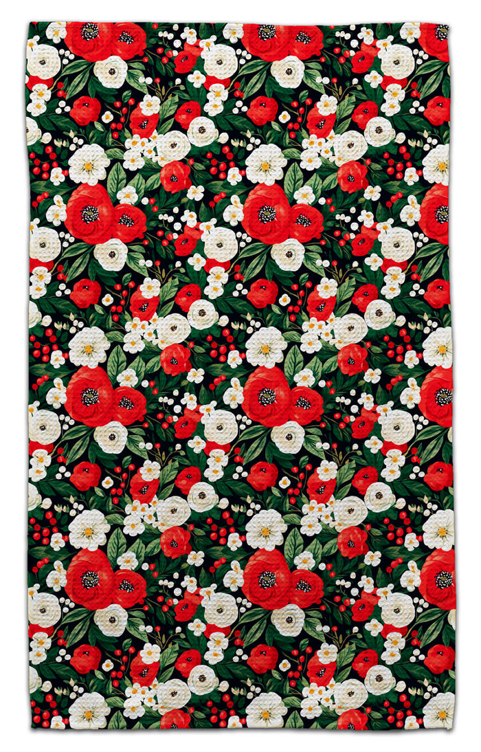 Red And White Flowers Eco-Friendly Towel