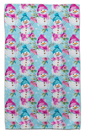 Snowmen w/Pink & Blue Hats Eco-Friendly Towel