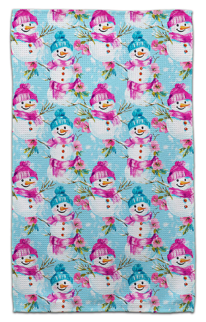 Snowmen w/Pink & Blue Hats Eco-Friendly Towel