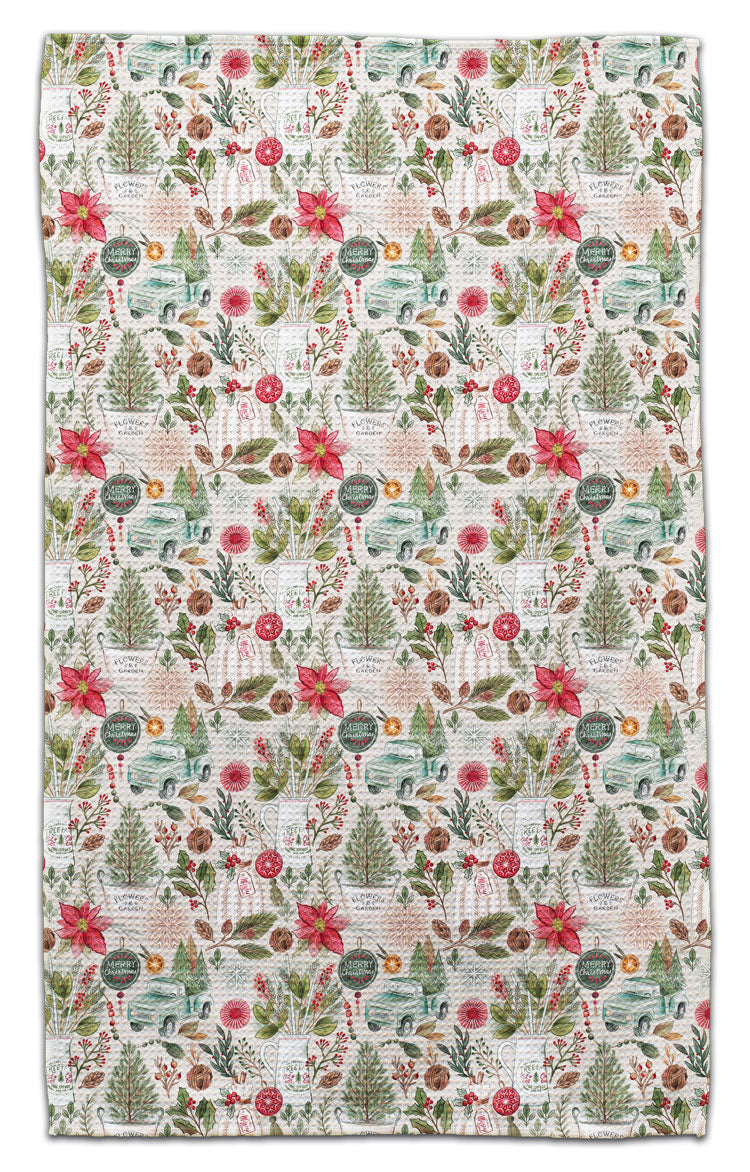 Greenhouse Christmas Waffle Weave Towel - CJ Bella Co.