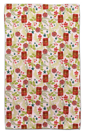 Present & Ornament Pink Back Waffle Weave Towel