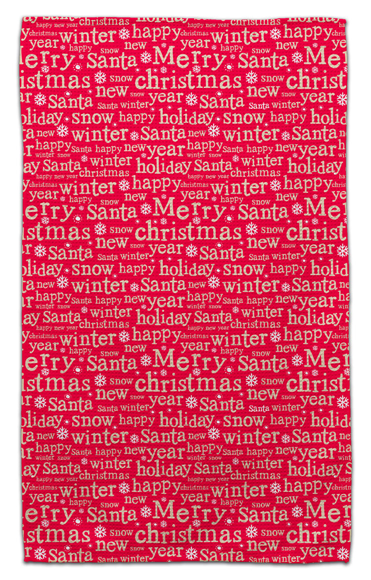 Merry Christmas Red Back Waffle Weave Towel - CJ Bella Co.