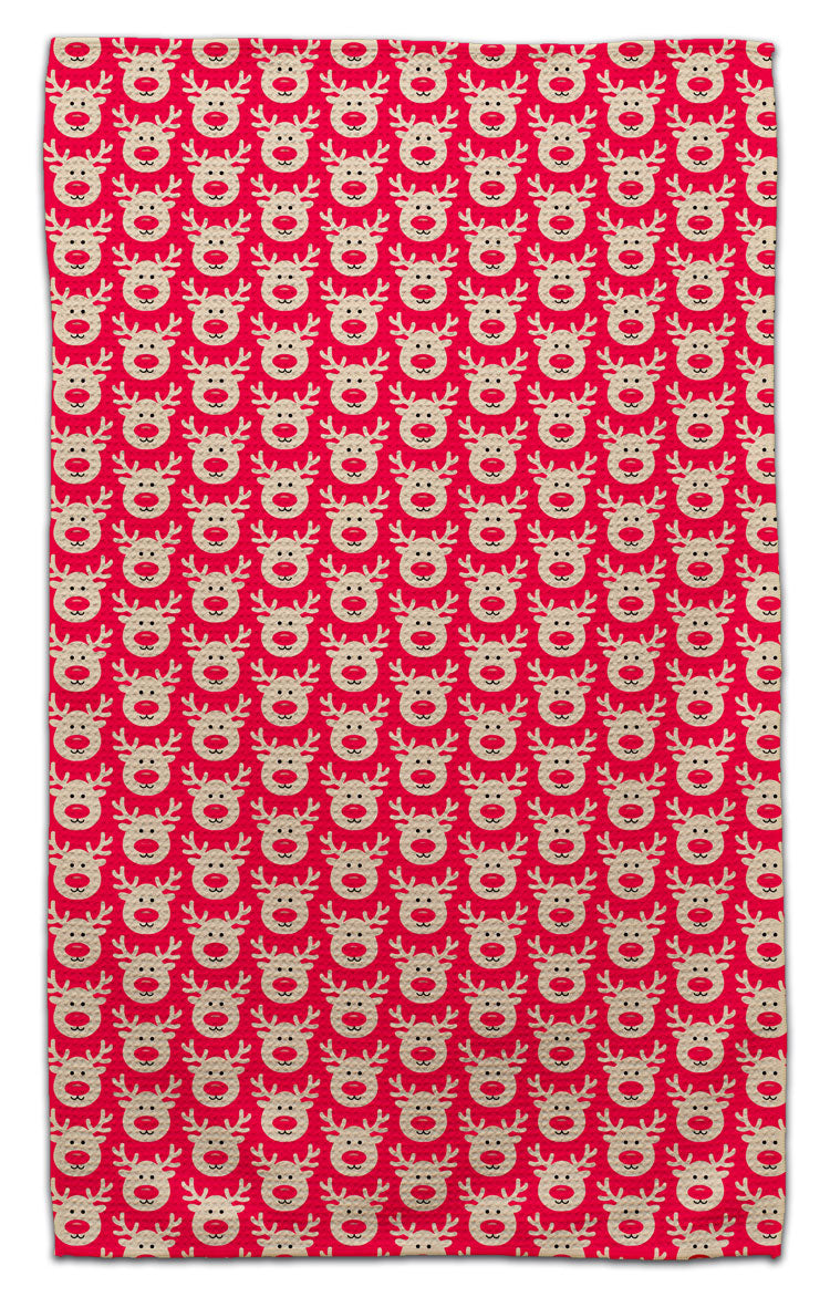 Reindeer Face Waffle Weave Towel