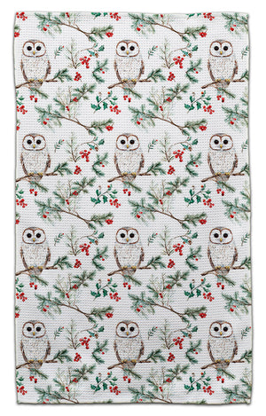Winter Owl on Branch Eco-Friendly Towel