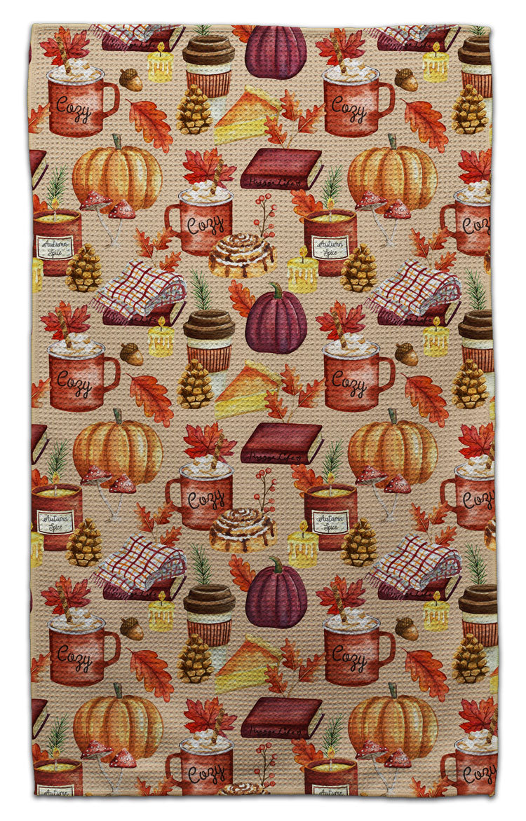 Cozy Fall Day Waffle Weave Towel - CJ Bella Co.
