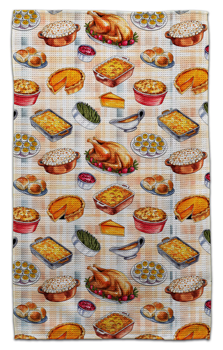 Thanksgiving Dinner Waffle Weave Towel