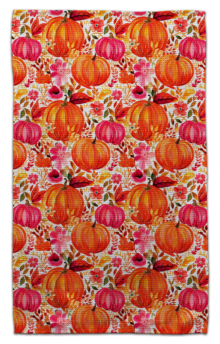Fall Pumpkins Waffle Weave Towel - CJ Bella Co.