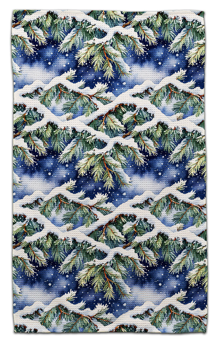Twigs with Snow and DK Blue Back Eco-Friendly Towel