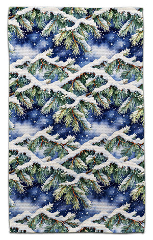 Twigs with Snow and DK Blue Back Eco-Friendly Towel