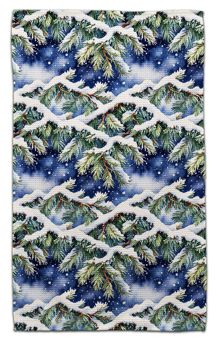 Twigs with Snow and DK Blue Back Eco-Friendly Towel