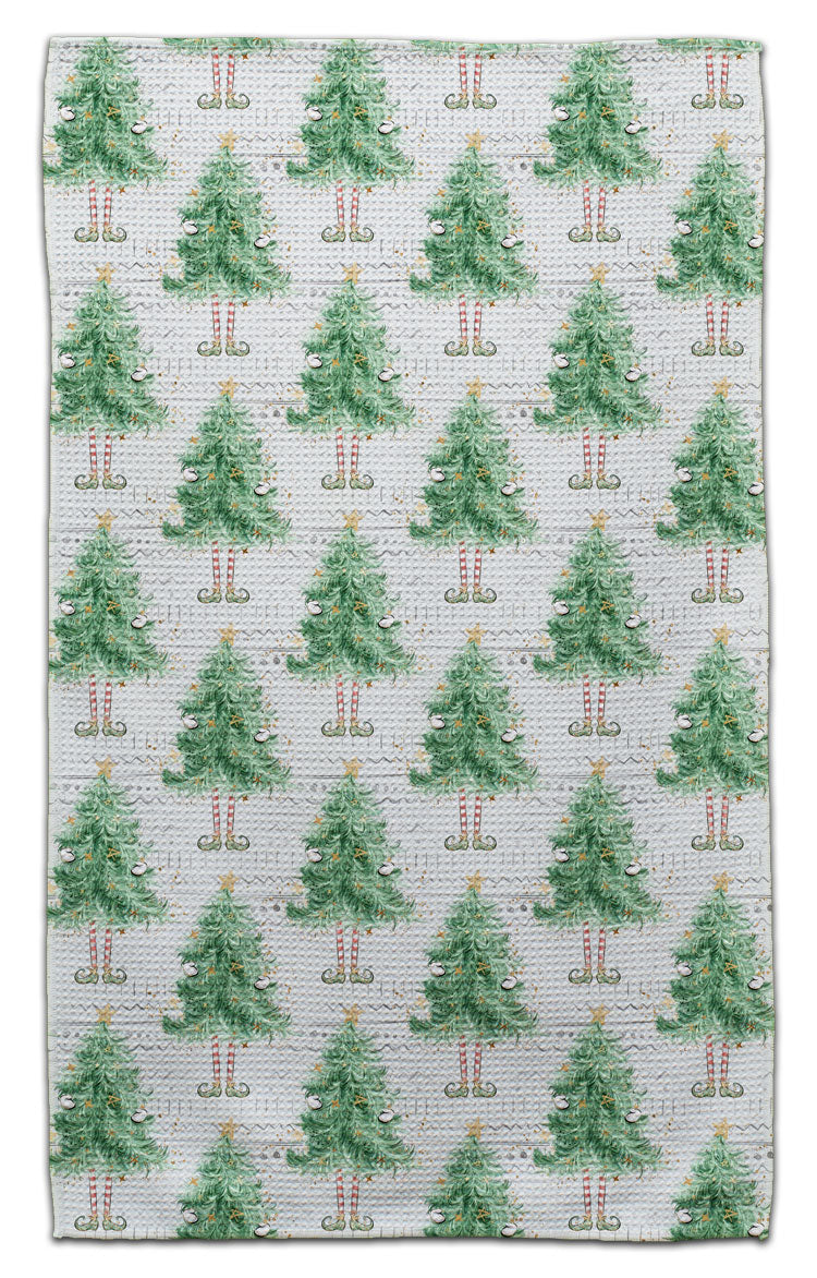 Elf Feet Trees Waffle Weave Towel