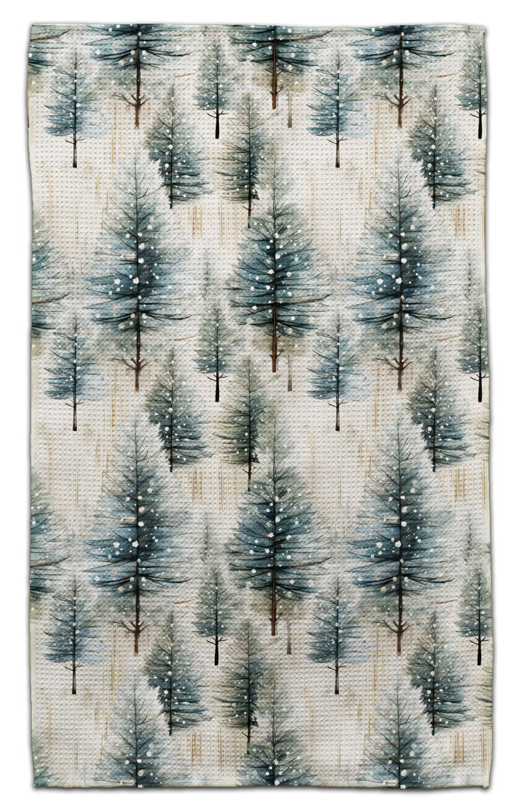 Trees Green w/Falling Snow Eco-Friendly Towel