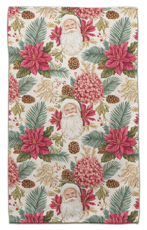 Santa with Pine Cone Waffle Weave Towel