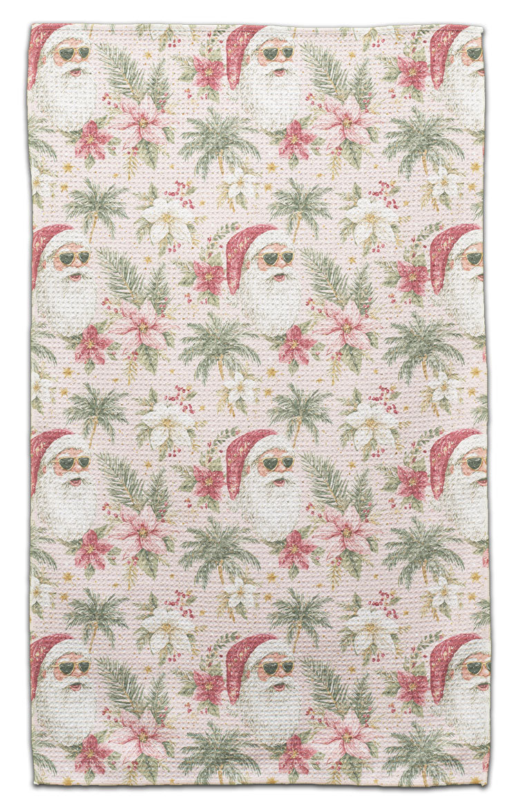 Santa in Shades Waffle Weave Towel