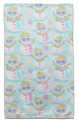 Snowman with Shades & Shells Waffle Weave Towel