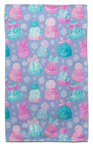 Hats with Pom Pom & Bows Waffle Weave Towel