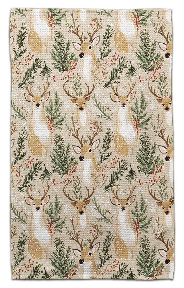Deer with Twigs Waffle Weave Towel