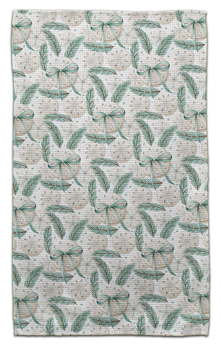 Sand Dollar with Bows Waffle Weave Towel