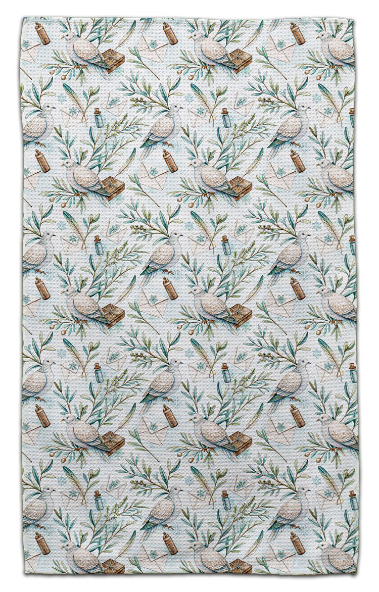 Dove & Letter Waffle Weave Towel