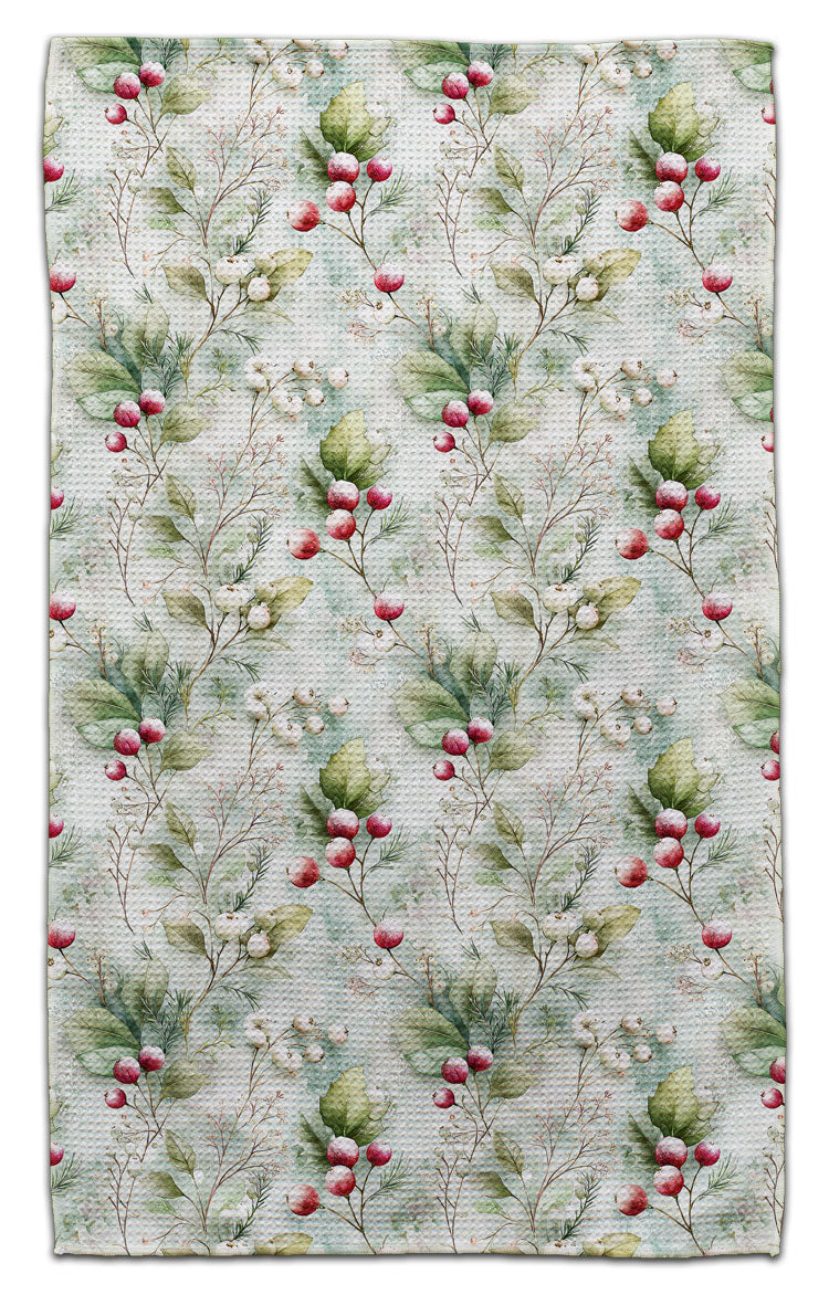 Winterberries on Branches Waffle Weave Towel