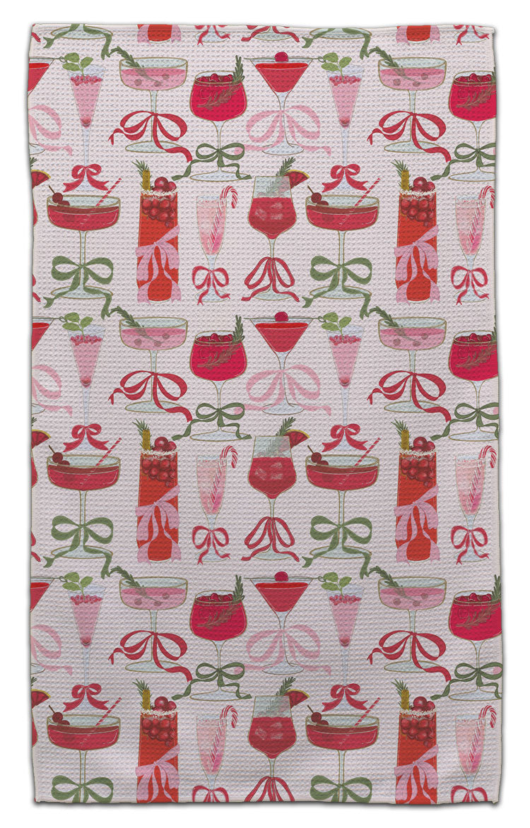 Holiday Cocktails Waffle Weave Towel