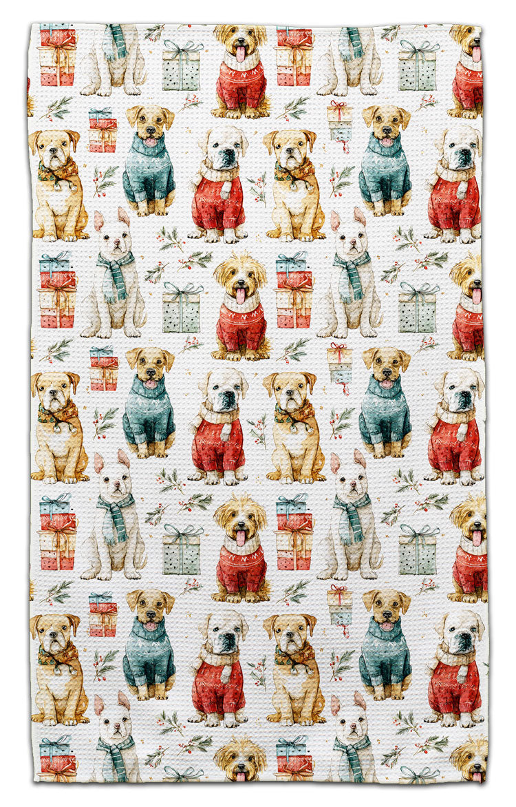 Dogs & Presents Waffle Weave Towel