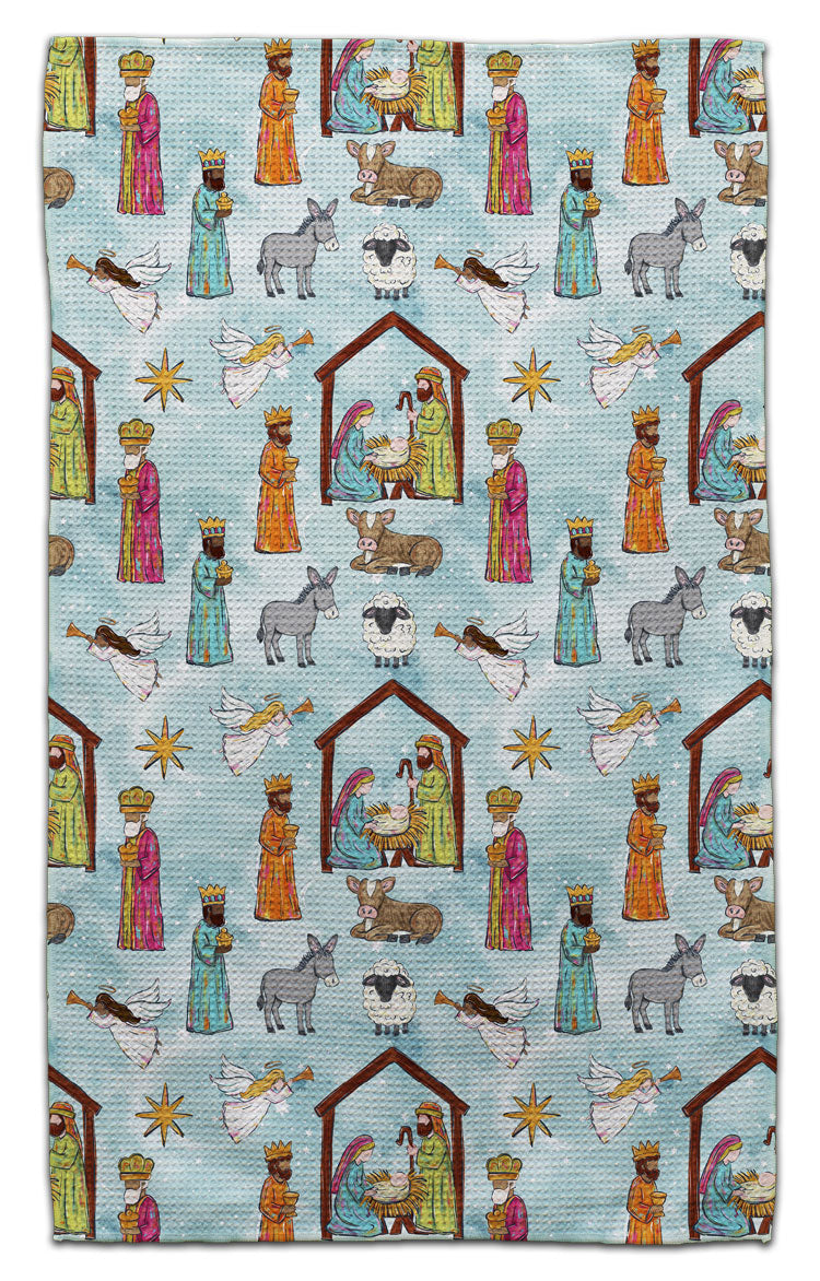 Away in a Manger Waffle Weave Towel
