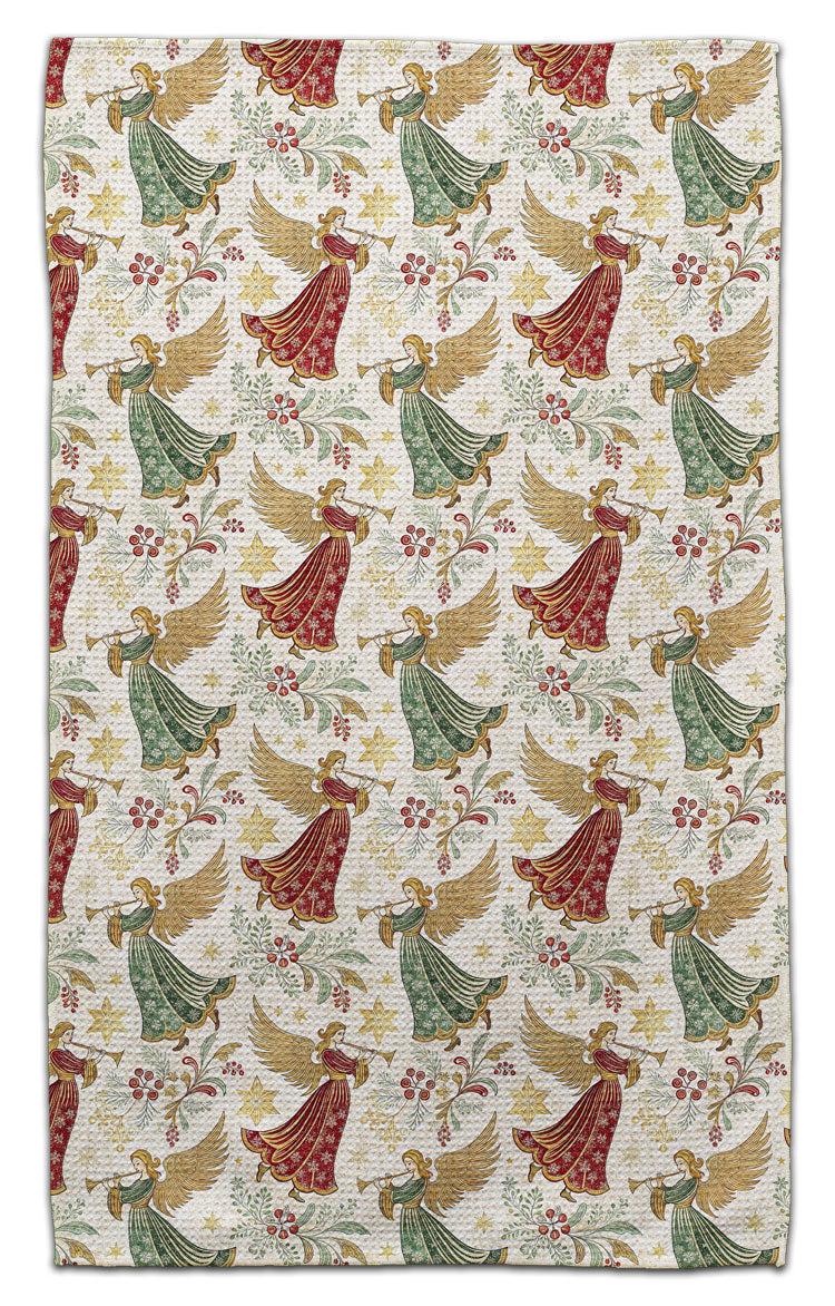 Angels with Trumpets Waffle Weave Towel
