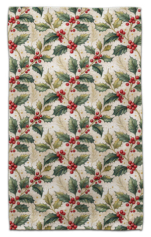 Holly & Berries Waffle Weave Towel