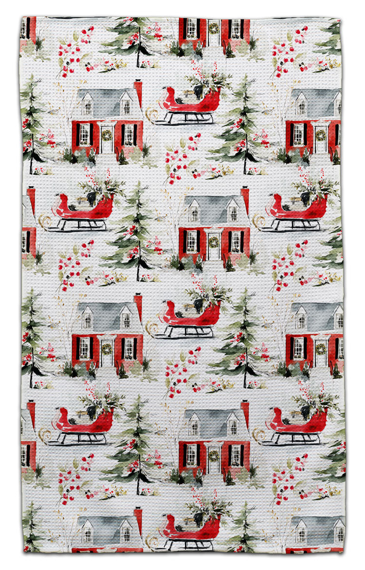 House and Sled Waffle Weave Towel