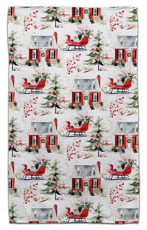 House and Sled Waffle Weave Towel
