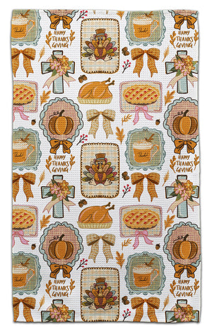 Happy Thanksgiving Frames Waffle Weave Towel