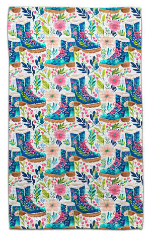 Blue Snow Boots Waffle Weave Towel