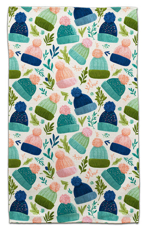 Blue and Green Hats Waffle Weave Towel