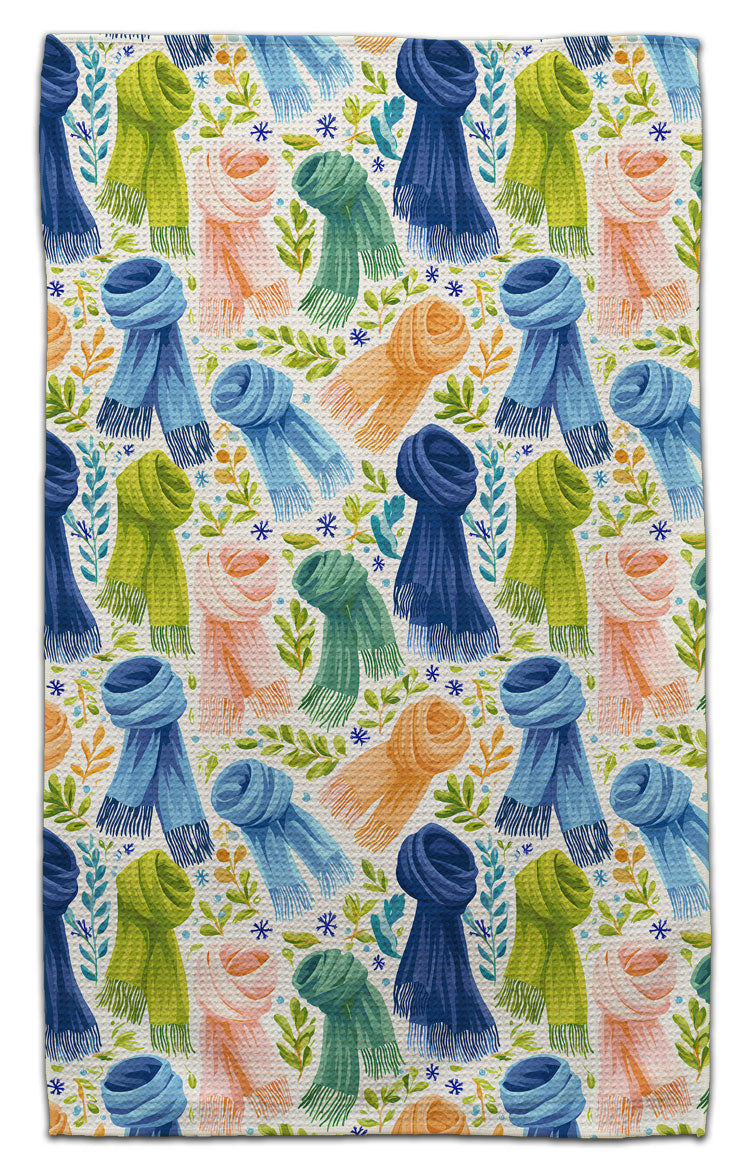 Blue and Green Scarves Waffle Weave Towel