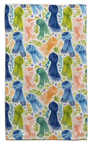 Blue and Green Scarves Waffle Weave Towel