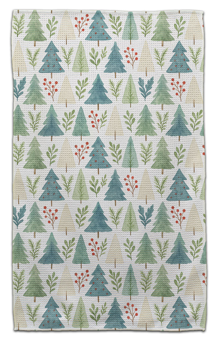Scandinavian Christmas Trees Waffle Weave Towel