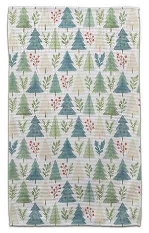 Scandinavian Christmas Trees Waffle Weave Towel