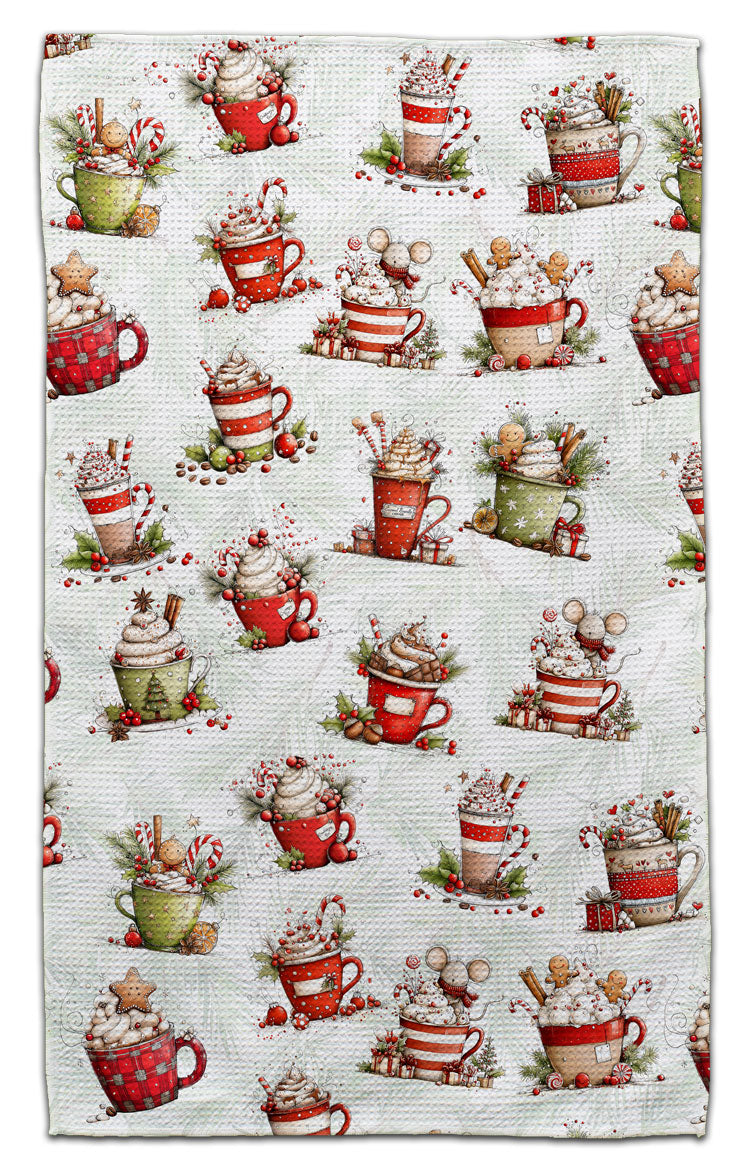 Holiday Coffees Waffle Weave Towel