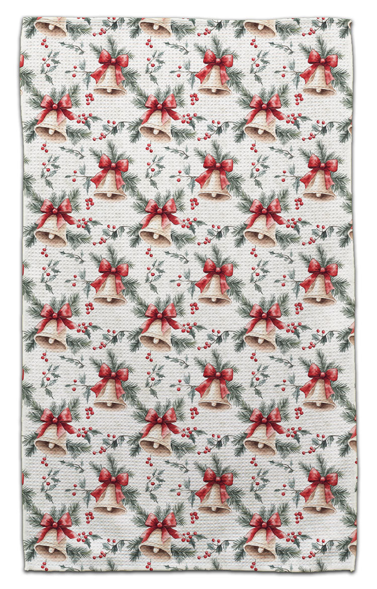 Ribbons on Bells Waffle Weave Towel
