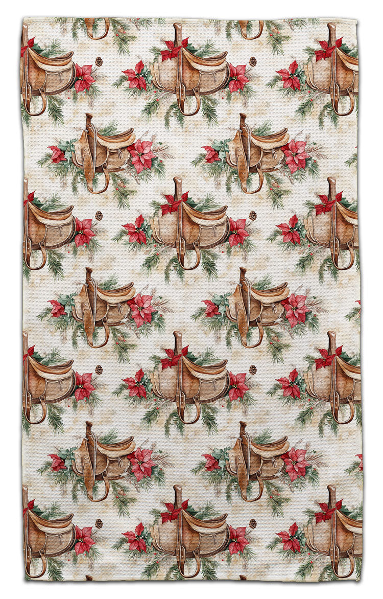 Christmas Saddles Waffle Weave Towel