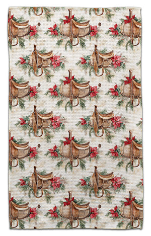 Christmas Saddles Waffle Weave Towel