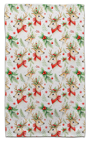 Reindeer with Scarf Waffle Weave Towel
