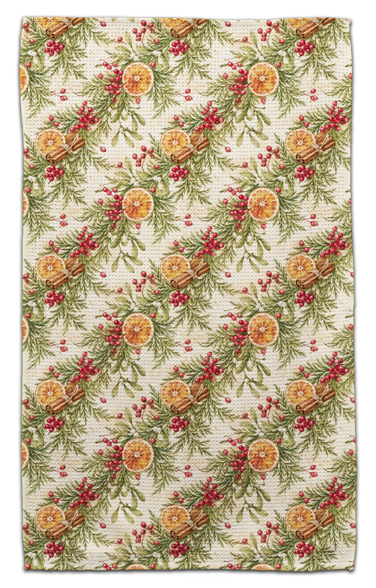 Oranges, Berries, and Spices Waffle Weave Towel