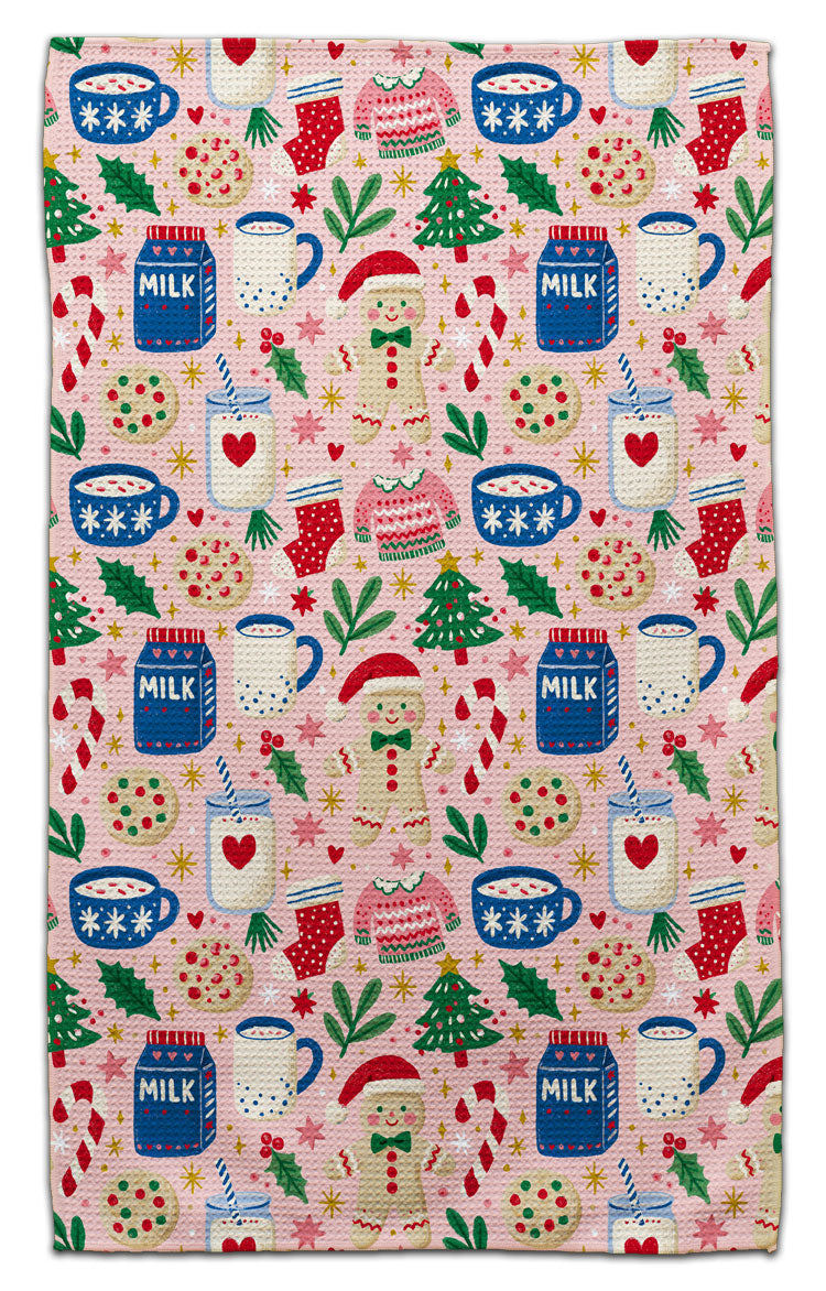Milk and Gingerbread Men Waffle Weave Towel