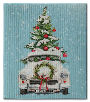 Car with Tree Dishcloth