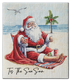 Santa Tis The Sea Sun Dishcloth